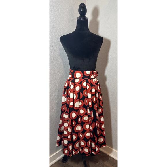 H&M Tribute to Marimenko Full Pleated Skirt Sz 4 Geometric Black Orange Ivory - Picture 4 of 16